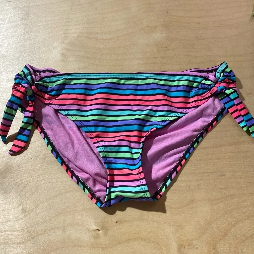 Tahiti Colorful Striped Bikini Bottoms size Medium (HF)